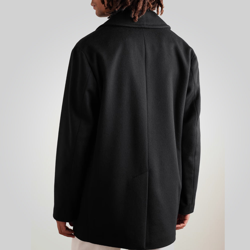 Sailor Wool Peacoat for Men in Black