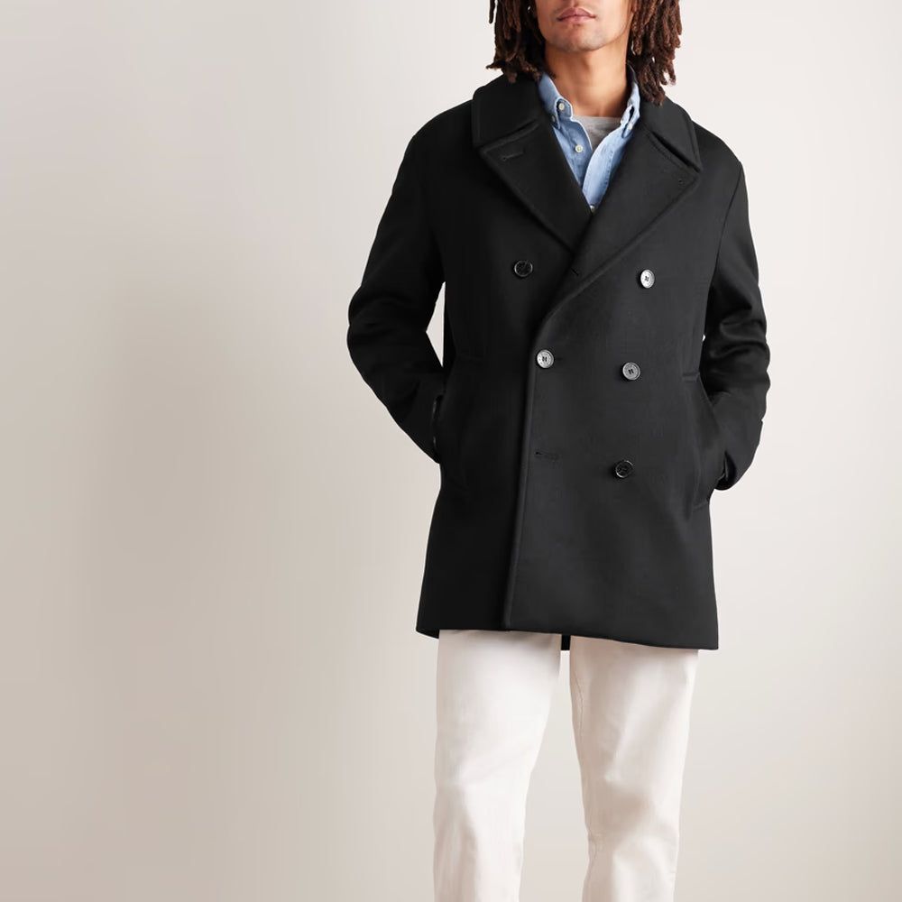 Wool Peacoat for Men in Black