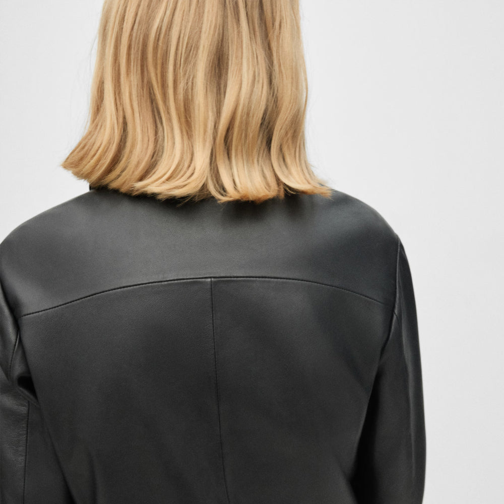Leather Blazer With Flap Pockets