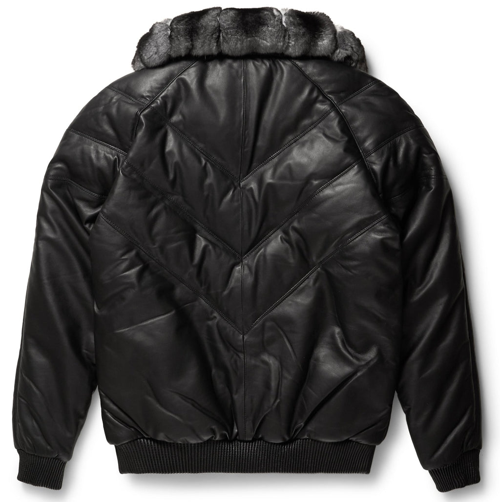 Black Genuine Soft Leather V-Bomber Jacket - bombersflight