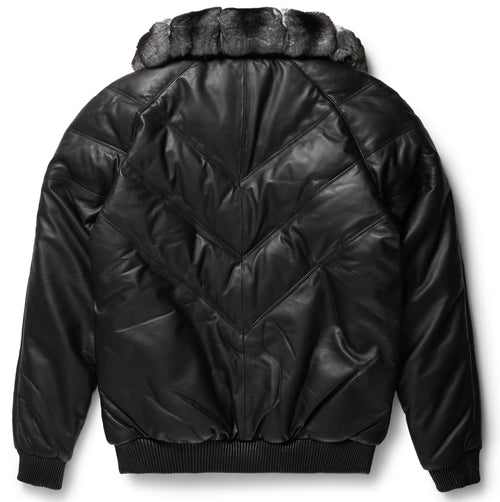 Black Genuine Soft Leather V-Bomber Jacket - bombersflight