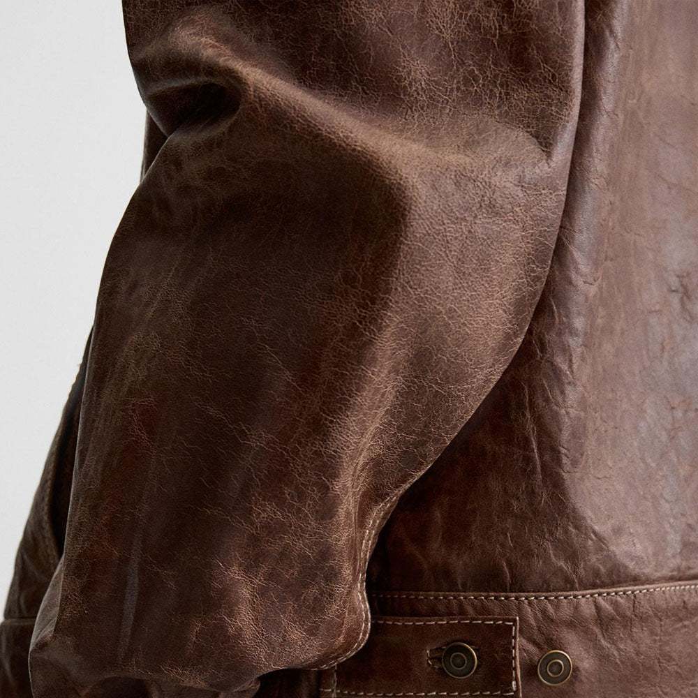 Brown Leather Trucker Jacket
