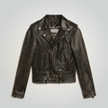 Vintage Distressed Black Motorbike Leather Biker Jacket