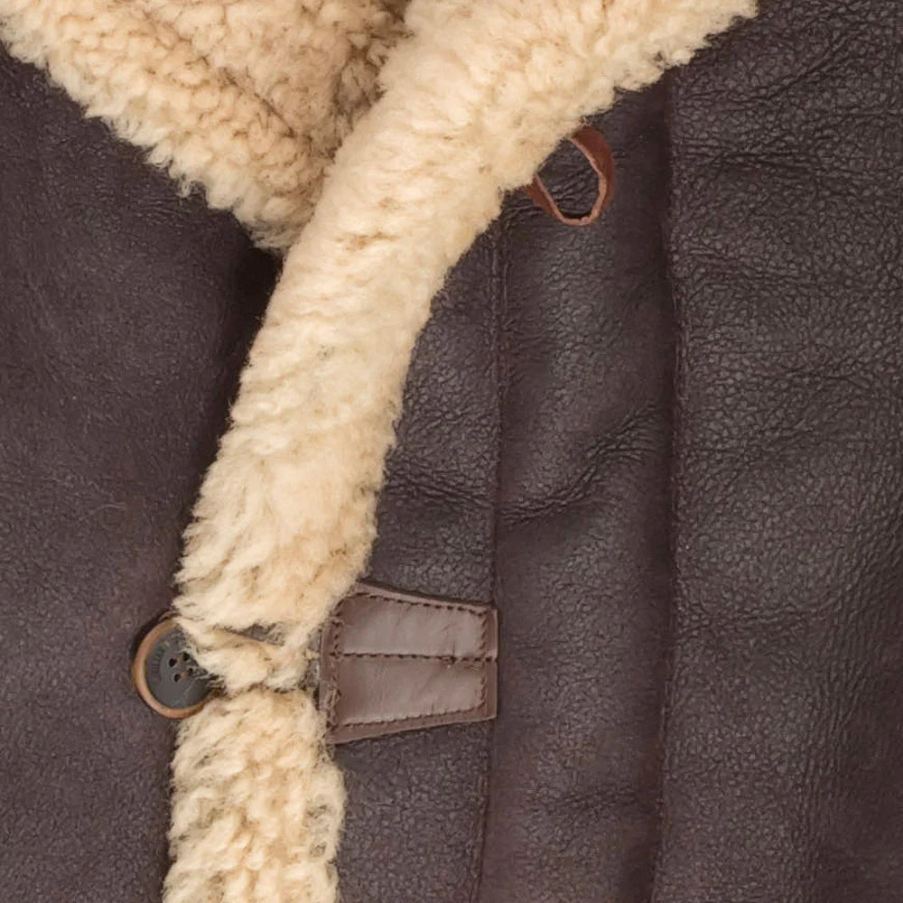 Sheepskin Shearling Coat With Fur hood