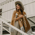 Women Western Brown Suede Cape