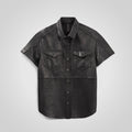 Women's Black Leather Button Down Shirt