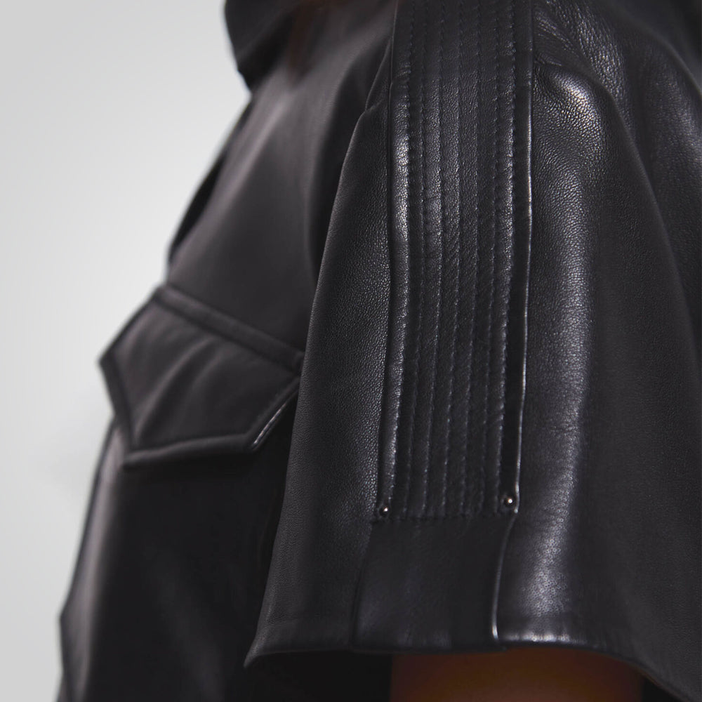 Women's Leather Button Down Shirt