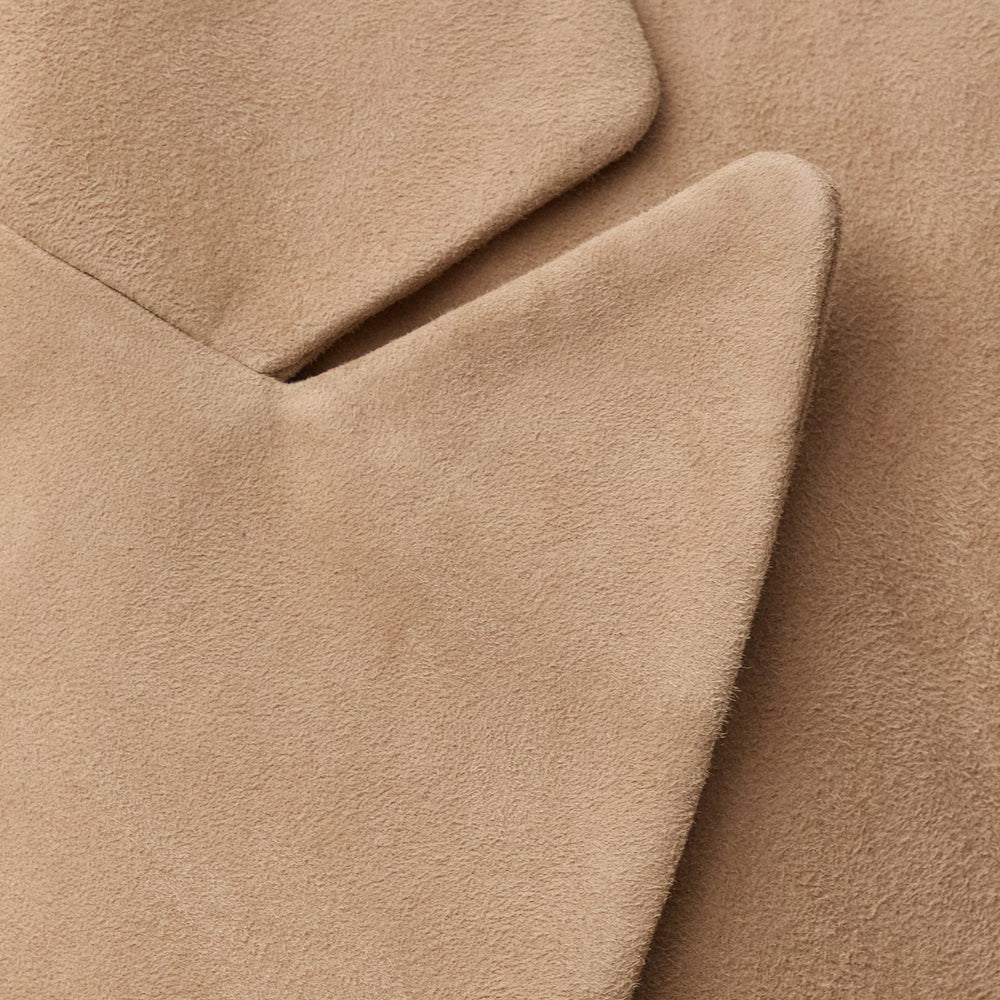 Beige Brown Suede Leather Blazer