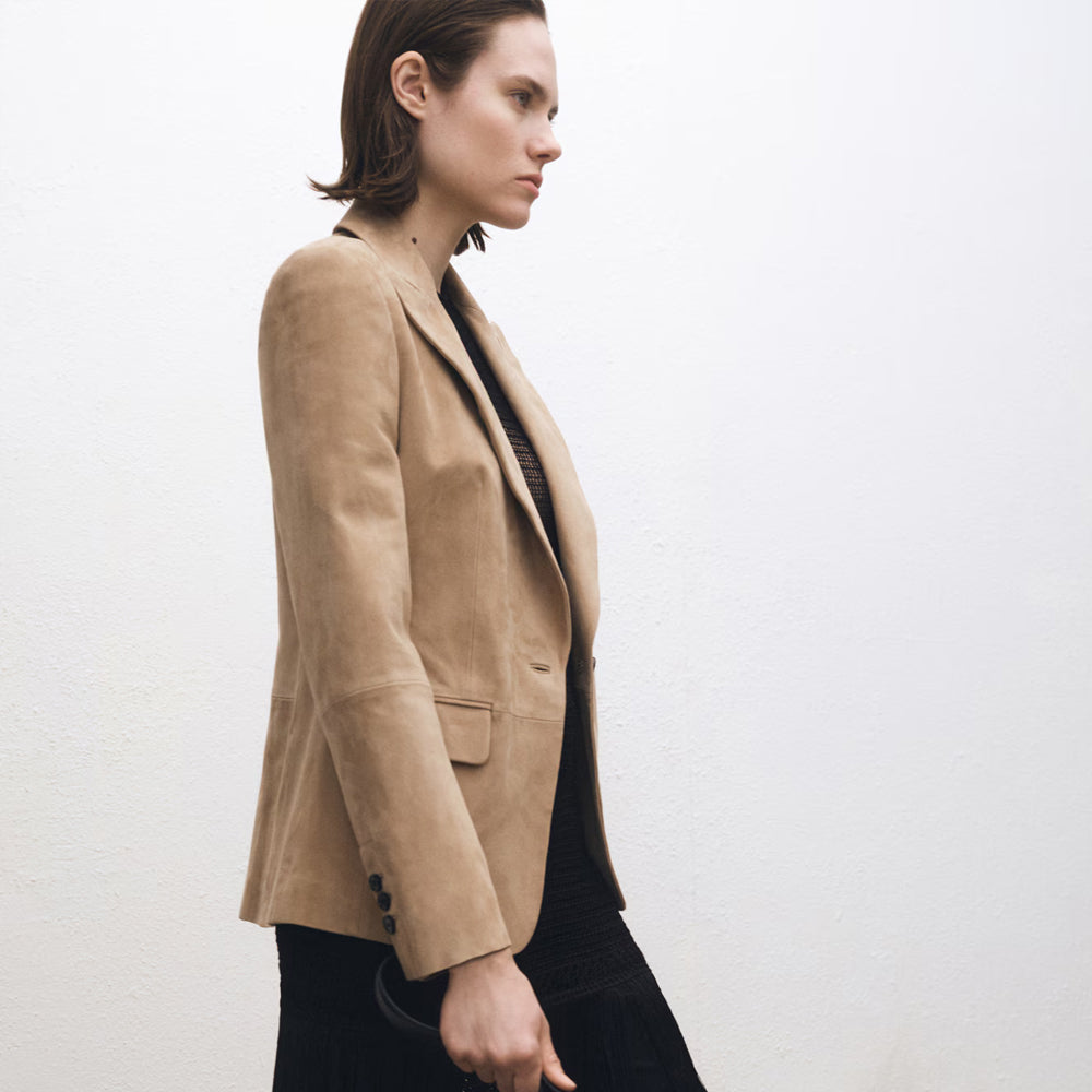 Women's Suede Leather Blazer