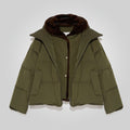 Women's Khaki Parka Down Jacket With Fur Lining