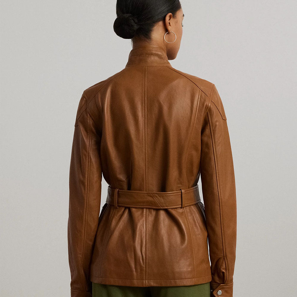 UK Brown Leather Biker Jacket