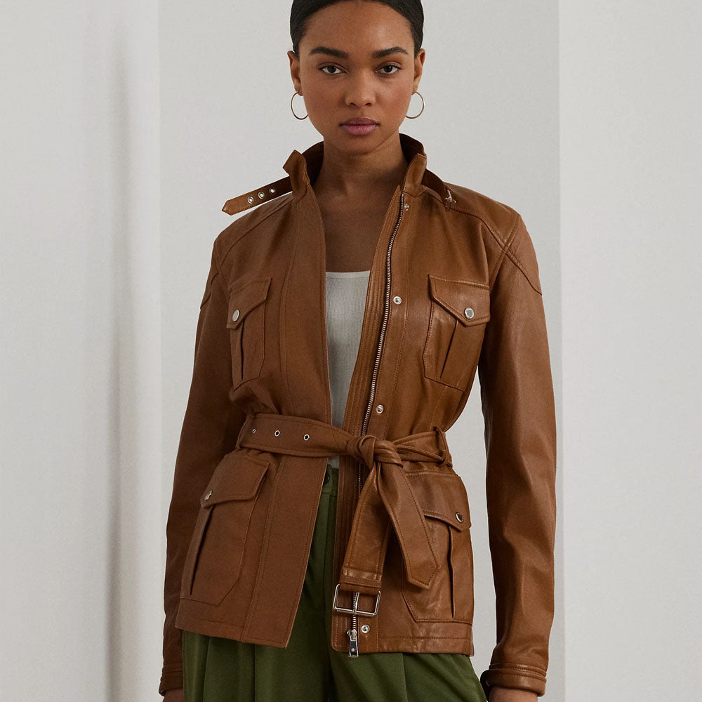 Brown Leather Biker Jacket