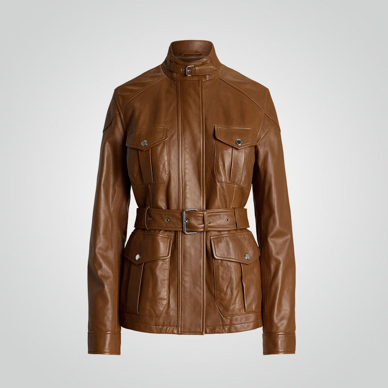 Women's UK Brown Biker Jacket