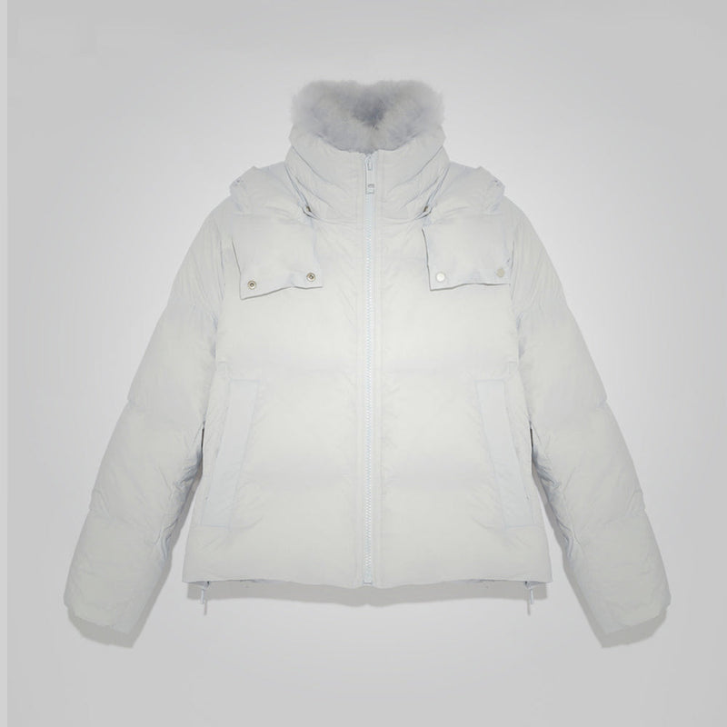 Women's White Parka Down Jacket With Fur Lining