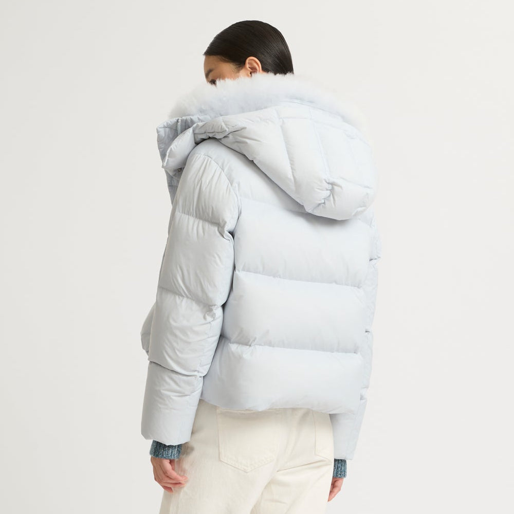 White Parka Down Jacket With Fur Lining
