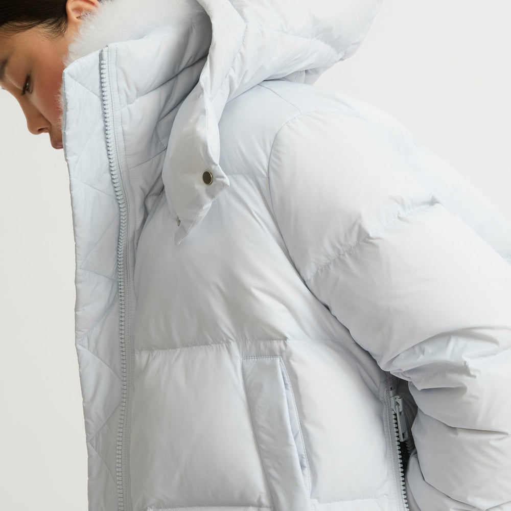Women's White Parka Jacket With Fur Lining