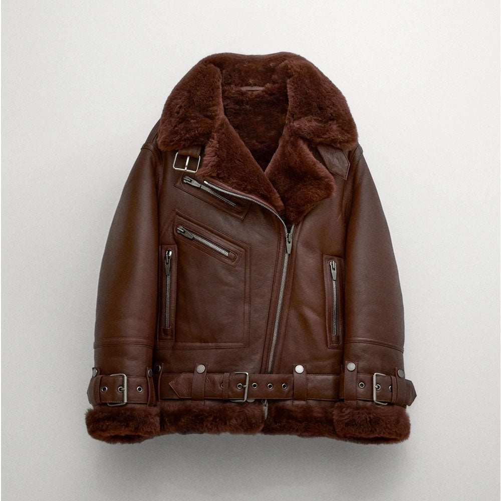 Women  Aviator RAF Styled Sheepskin Shearling Leather Jacket - bombersflight