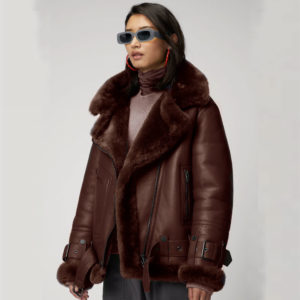 Women  Aviator RAF Styled Sheepskin Shearling Leather Jacket - bombersflight