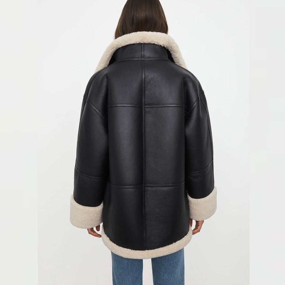 Women B3 RAF Aviator Styled Sheepskin Shearling Leather Jacket - bombersflight