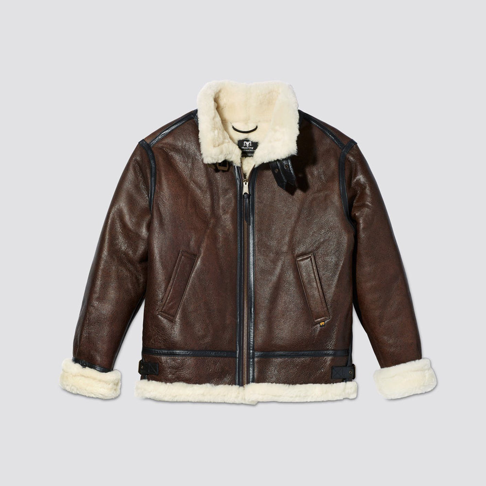 Men's Warm Shearling Leather Jacket B3 Flight Style Leather Jacket - bombersflight