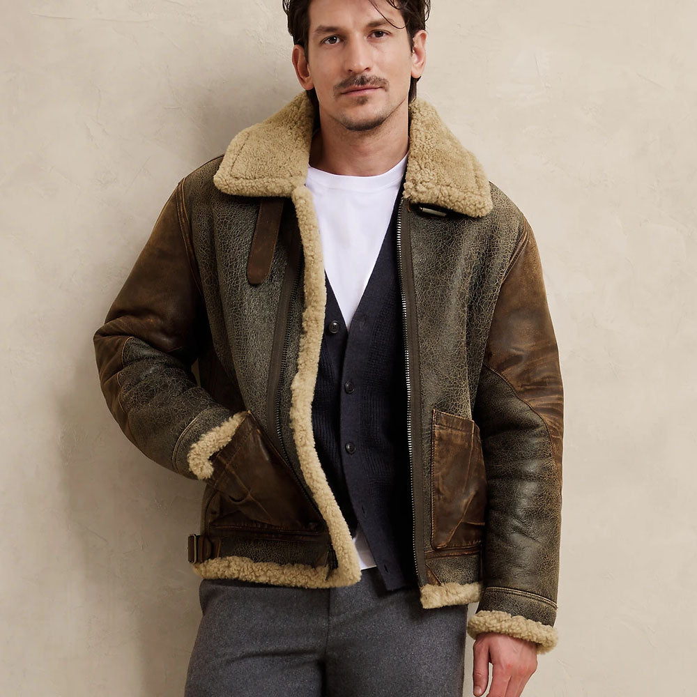 Men's  Leather Bomber Jacket