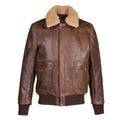 Brown Leather Bomber Jacket