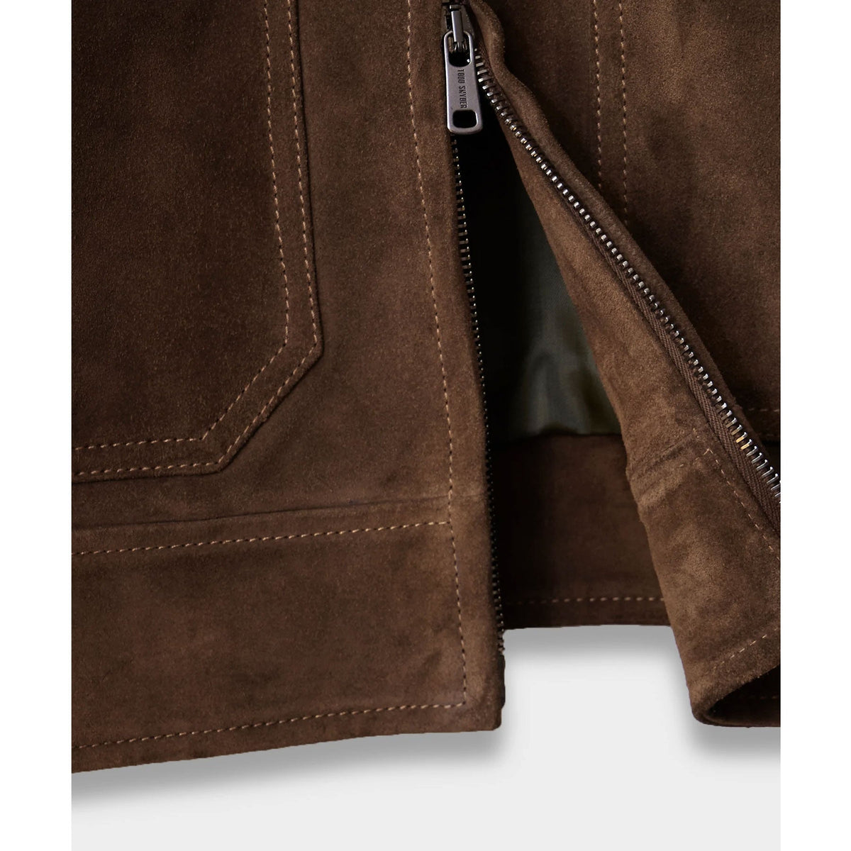 zipper and stitching closeup view