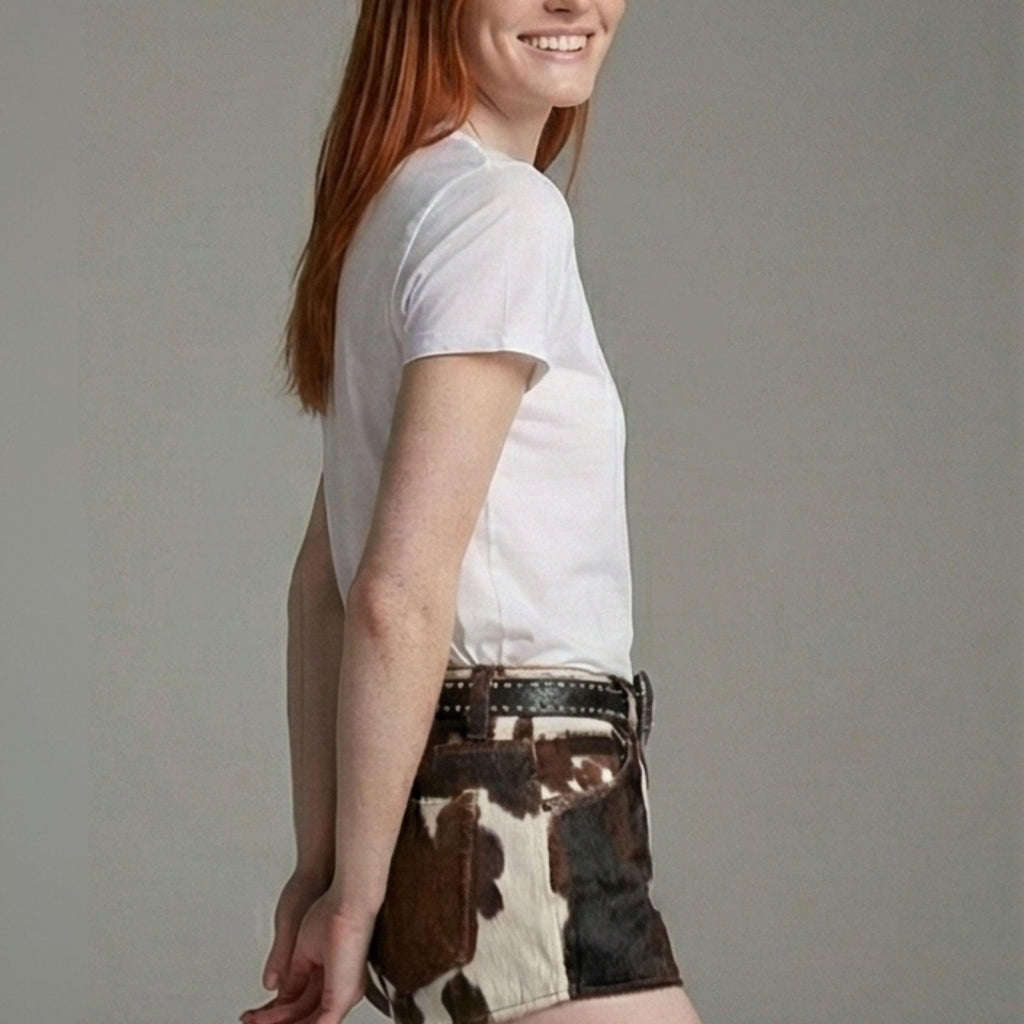 Genuine Short Hair Cowhide Leather Short - bombersflight