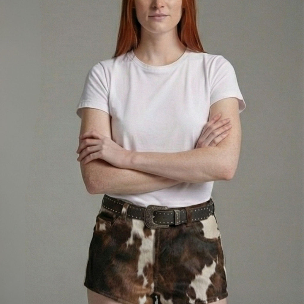 Genuine Short Hair Cowhide Leather Short - bombersflight