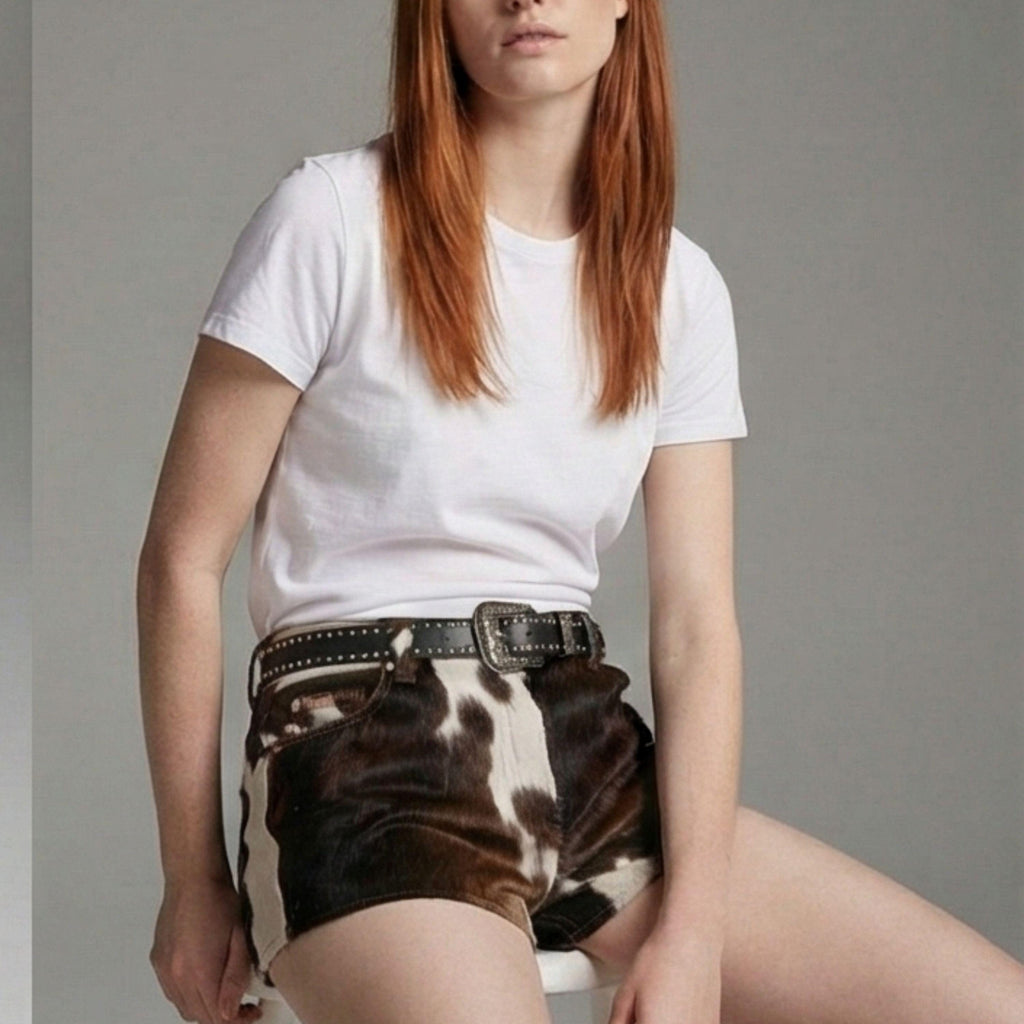 Genuine Short Hair Cowhide Leather Short - bombersflight