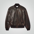 Men's Brown Full Grain A1 Leather Bomber Jacket