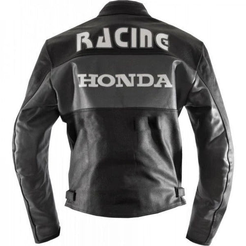 Black Honda Motorbike Jacket Real Cowhide Leather Jacket - bombersflight