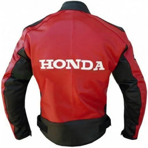 New Honda Racing Jacket Red And Black Motorbike Leather Jacket - bombersflight