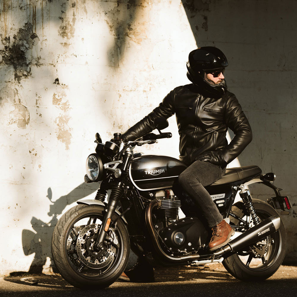 Men's Black Leather Moto Jacket