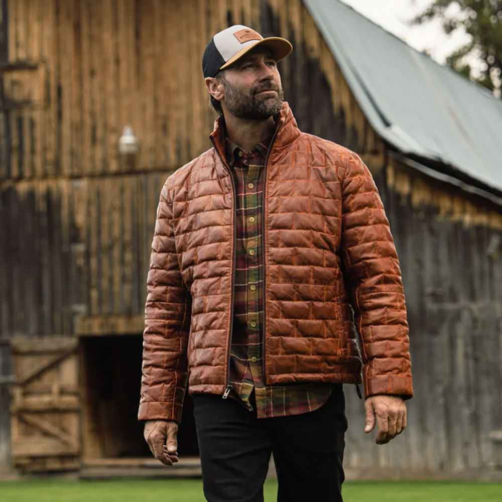Mens Puffer Leather Jacket