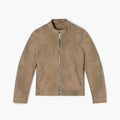 Mens Suede Biker Jacket in Cafe Racer Style