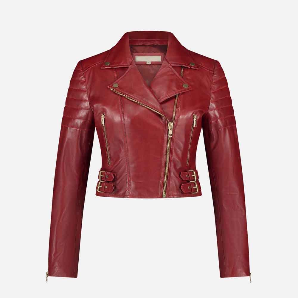 Red Leather Biker Jacket