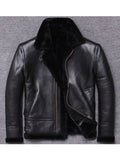 Men's Sheepskin Winter Black Fur Coat Jacket - bombersflight