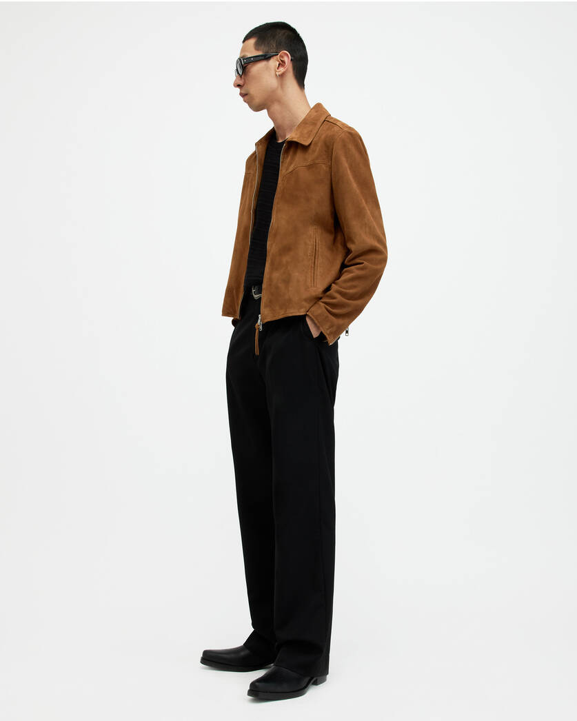 men suede jacket side view